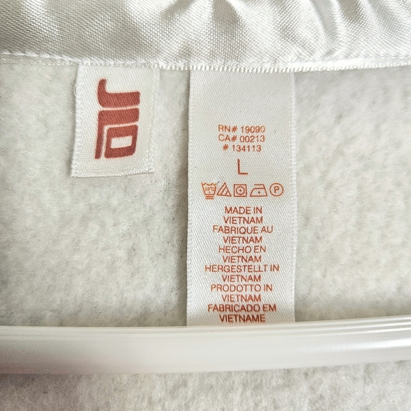 JLO Cream White Terry Hooded Robe Top & Pants w/ Satin Sports Stripe Size Large - Picture 8 of 14